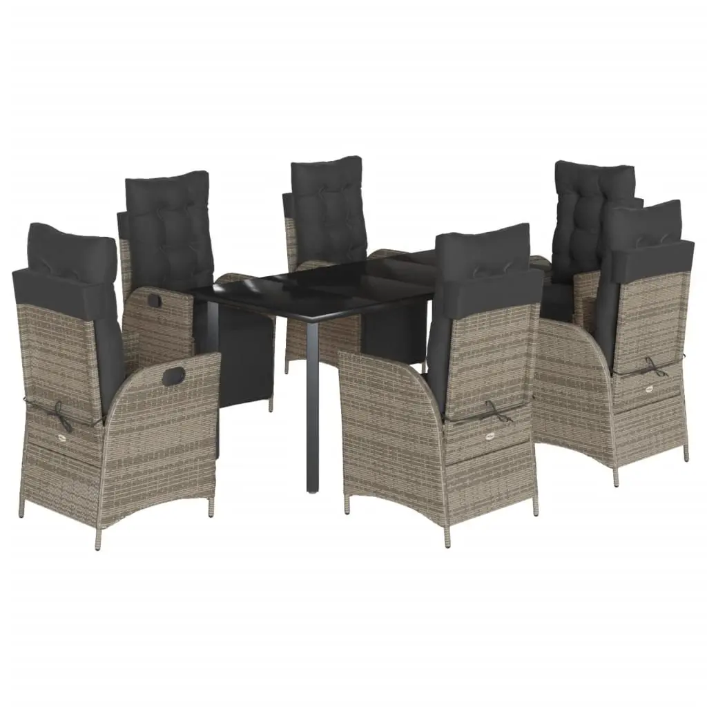 Garden Dining Set 7 Piece Outdoor Furniture Rattan Chairs Table Patio Cushions
