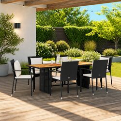 Concise 7 Piece Outdoor Dining Set in Black
