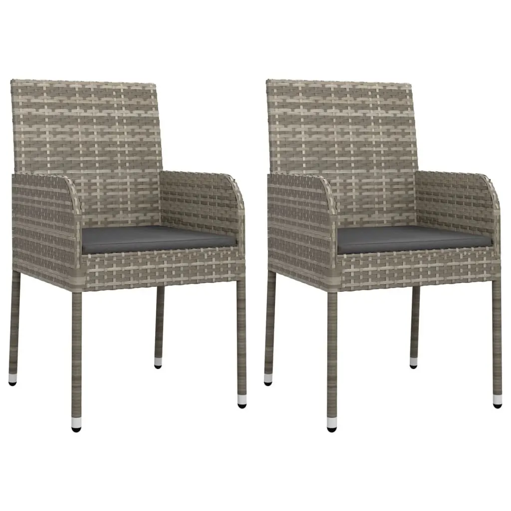 Outdoor Dining Set 9 Piece Garden Furniture with Cushions Grey Poly Rattan