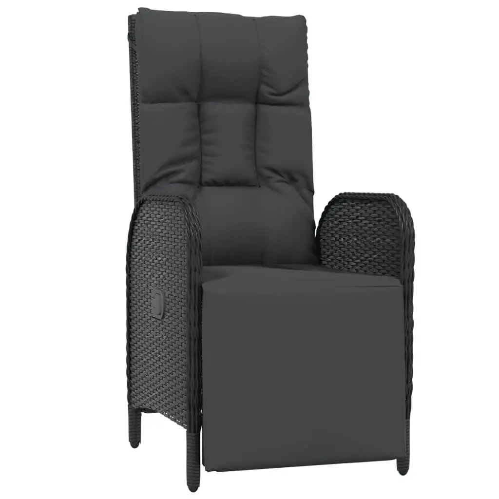 Outdoor Garden Dining Set Black 9 Piece Adjustable Backrest Cushions