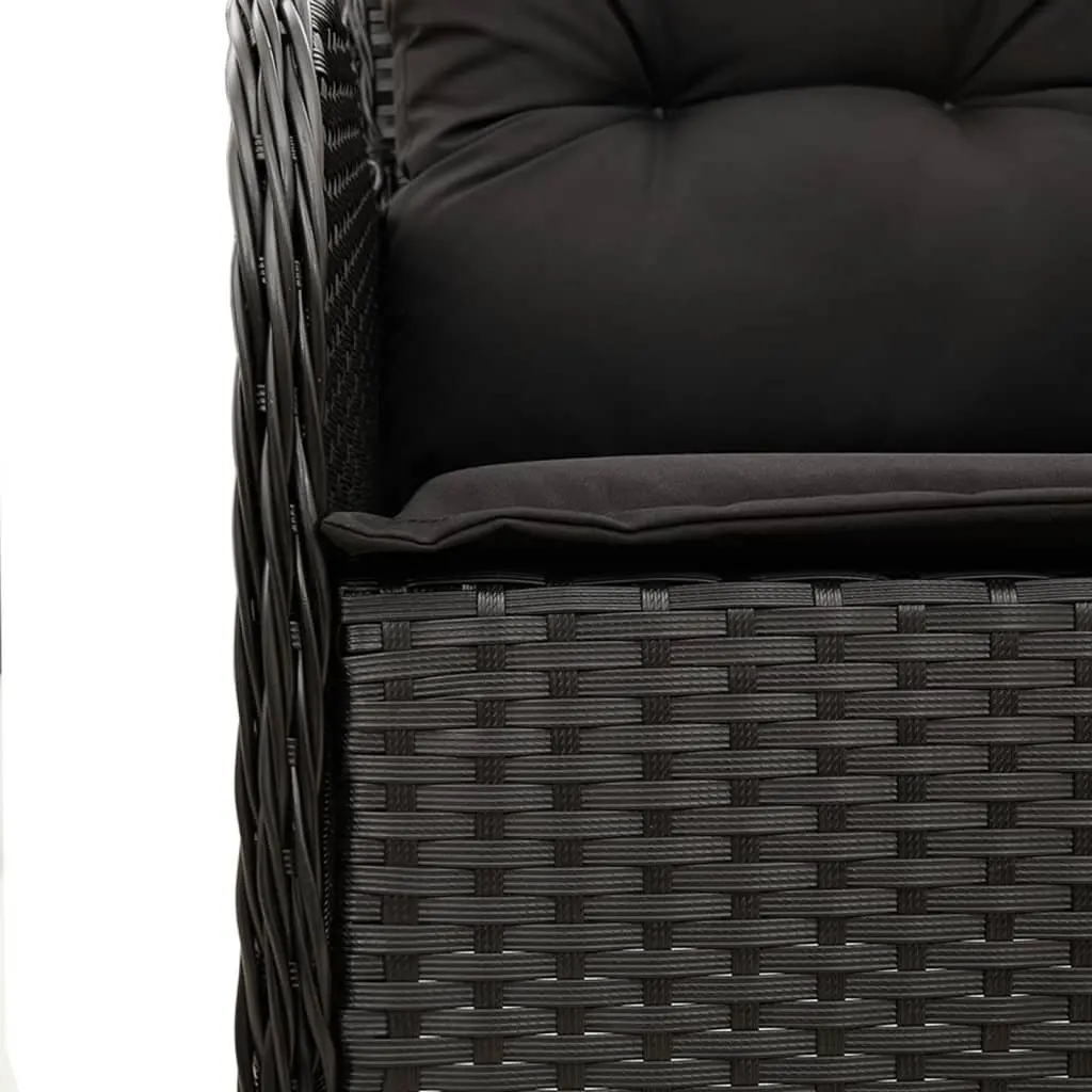 Outdoor Garden Dining Set Black 9 Piece Adjustable Backrest Cushions