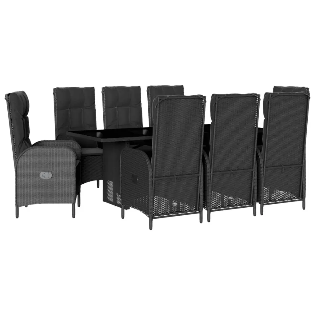 Garden Dining Set 9 Piece Outdoor Patio Furniture Black Poly Rattan with