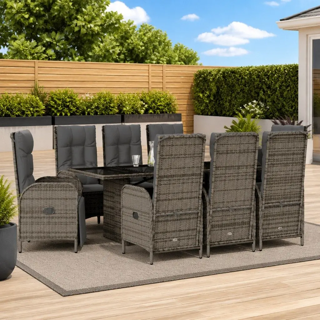 9 Piece Outdoor Dining Set with Adjustable Seats