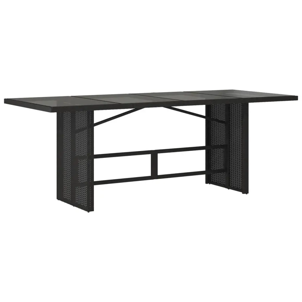 Outdoor Dining Set Black 9 Piece Poly Rattan Chairs Table Cushions