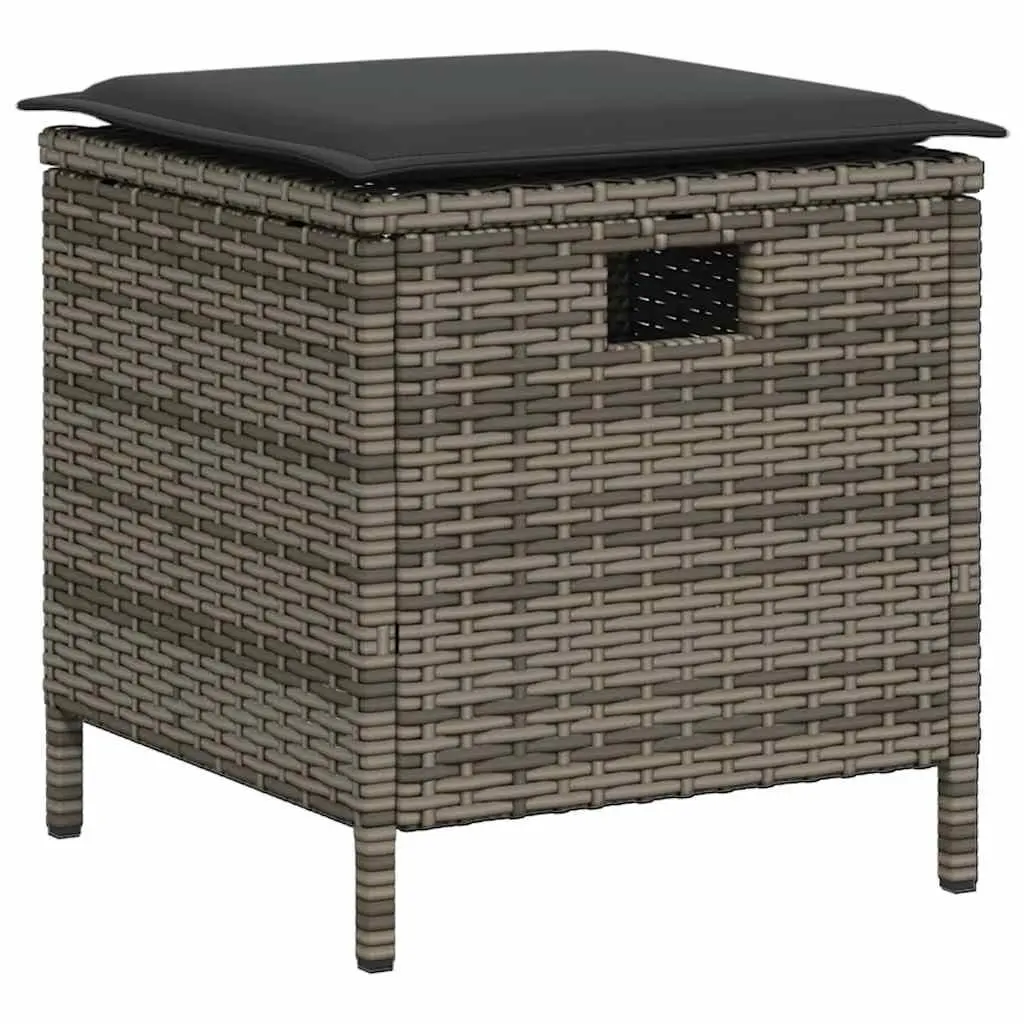 6 Piece Grey Patio Furniture Set L-Shaped Sofa with Cushions Poly Rattan Outdoor Seating