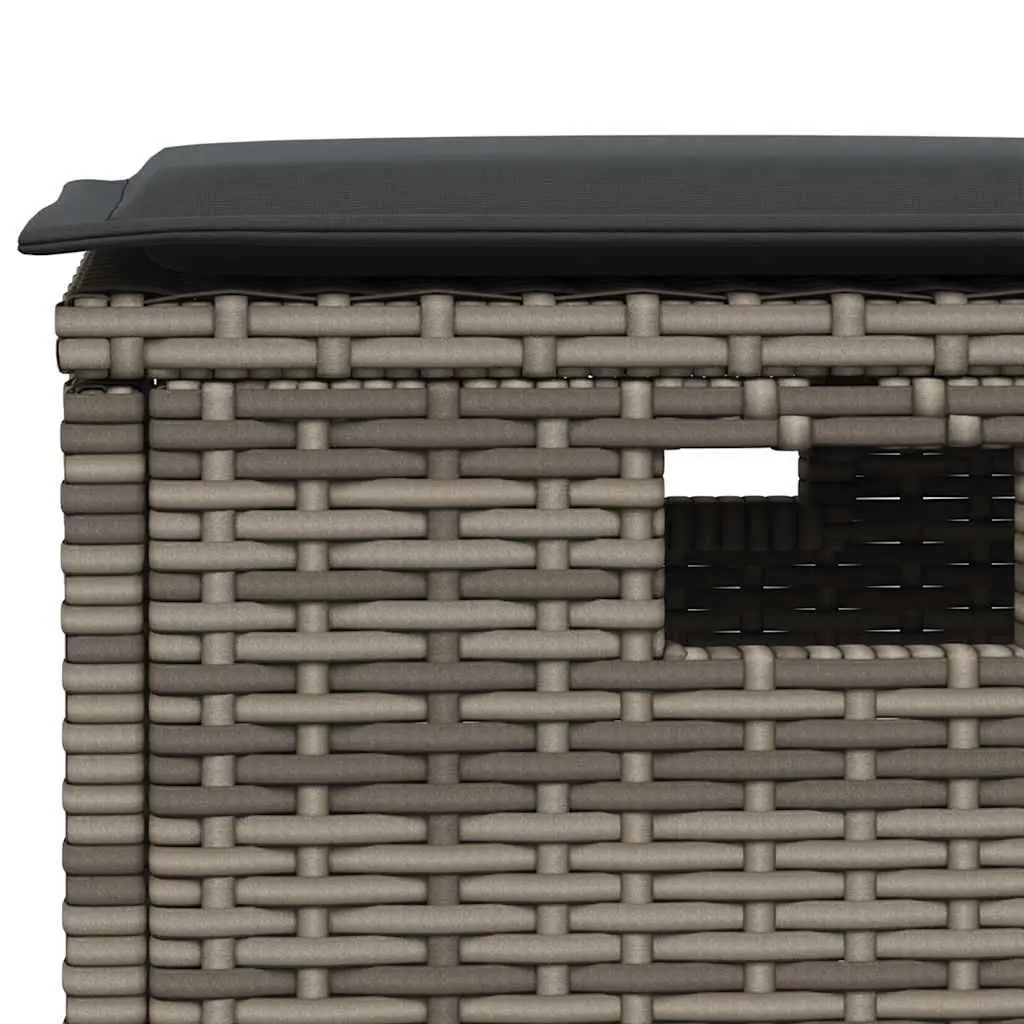 6 Piece Grey Patio Furniture Set L-Shaped Sofa with Cushions Poly Rattan Outdoor Seating
