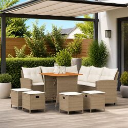 Concise L-shaped Garden Sofa Set 6 Piece Outdoor Furniture
