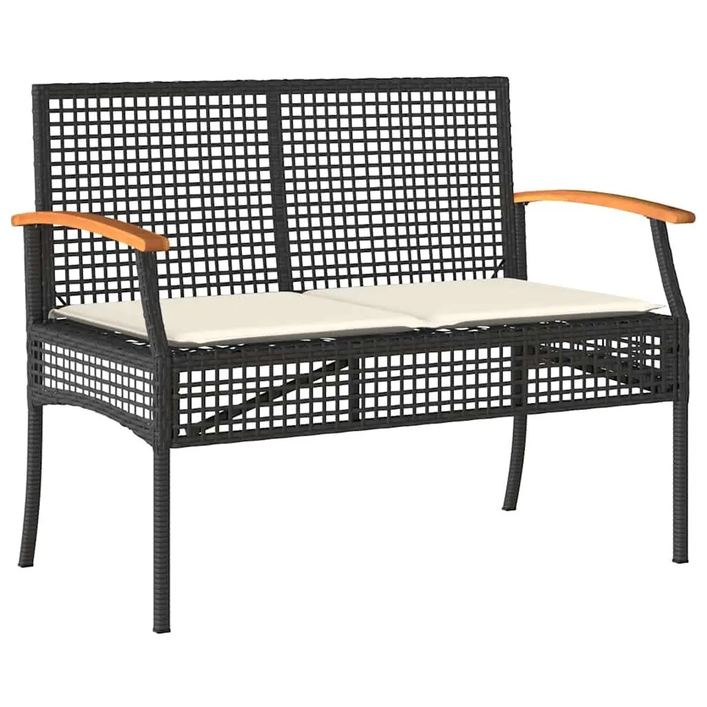 3 Piece Outdoor Garden Dining Set with Cushions Black Poly Rattan Patio
