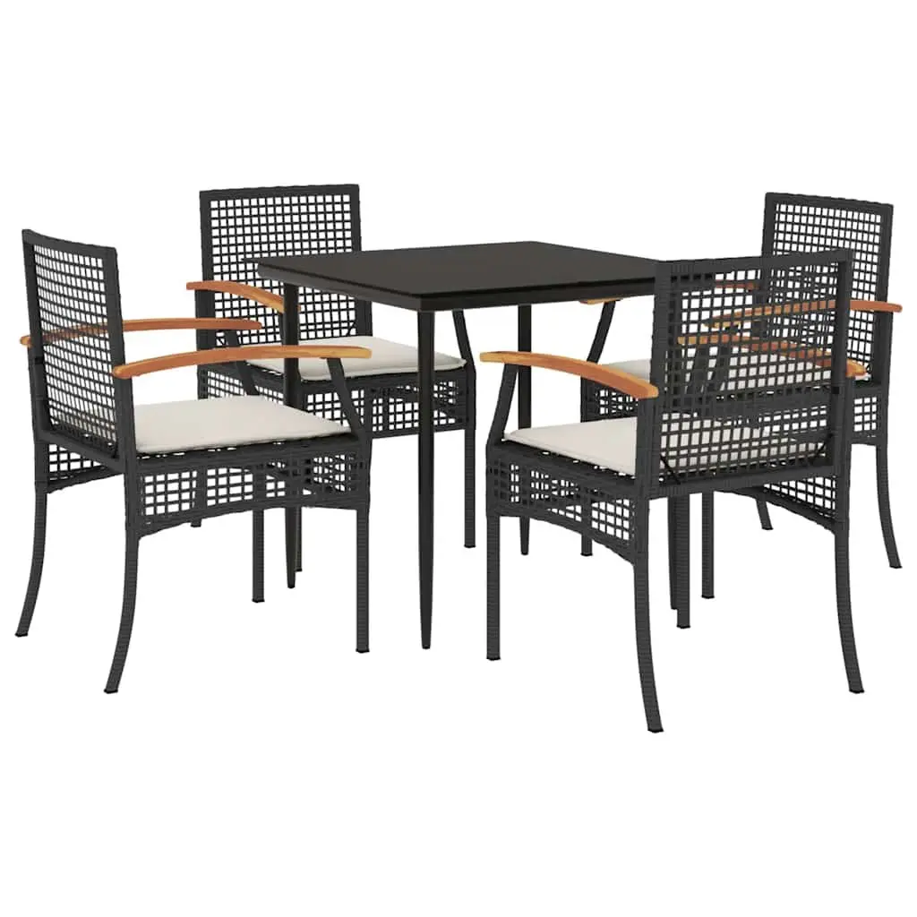 Garden Dining Set 5 Piece Black Outdoor Furniture Patio Table Chairs Cushions
