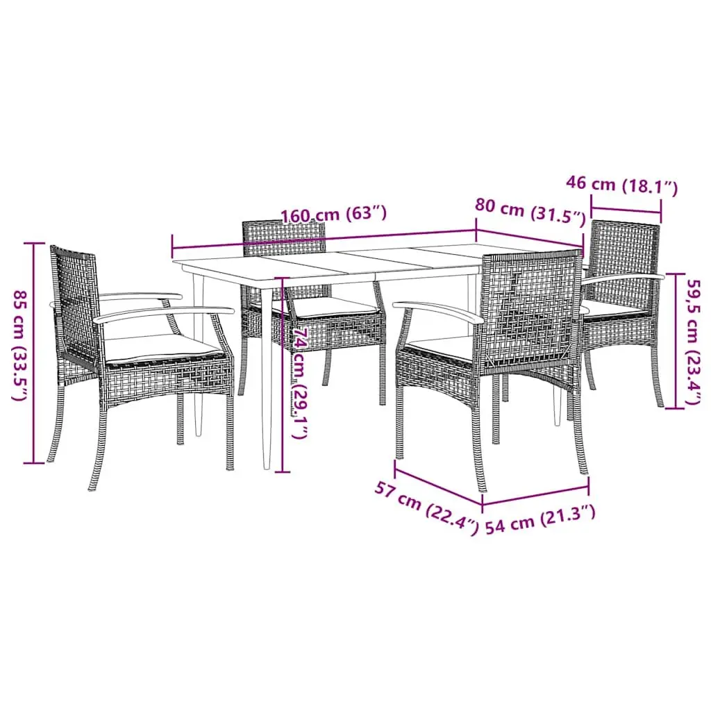 5-Piece Garden Dining Set for Outdoor Enjoyment