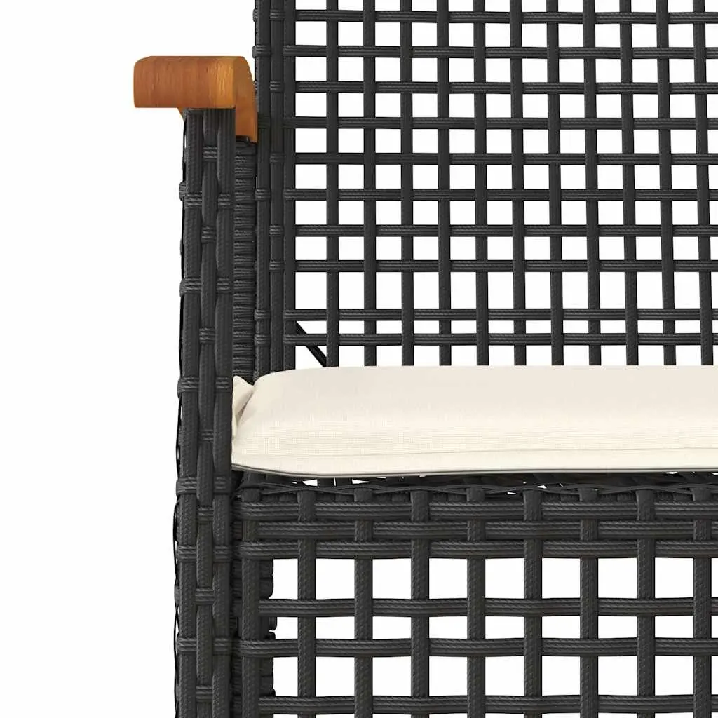 Outdoor Dining Set Black Poly Rattan 5 Piece with Cushions for Garden Patio Table and Chairs