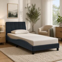 Concise Velvet Bed Frame with LED Lighting Features
