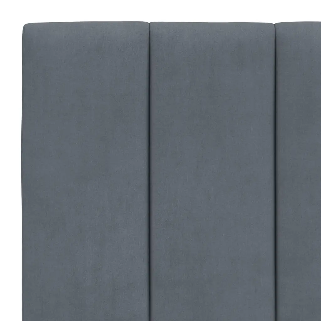 Bed Frame Dark Grey Velvet 90x190 cm LED Lights Slatted Base Headboard