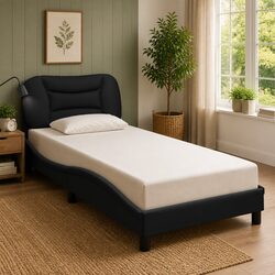 Bed Frame with LED Lighting and Padded Headboard 90x190 cm