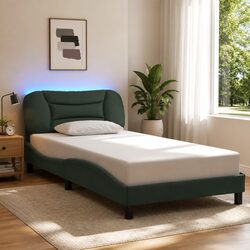 Concise King Single Bed Frame with LED Lights and Cushioned Headboard