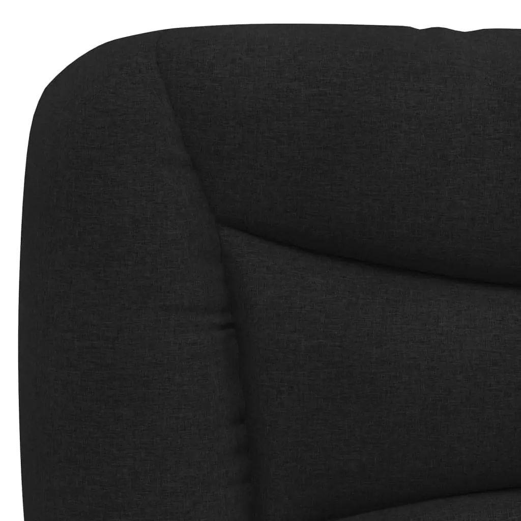 King Single Bed Frame with LED Lights Waved Design Black Fabric Headboard