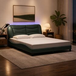 Queen Bed Frame with LED Lighting: Simple and Strong