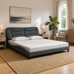 Concise King Bed Frame with Integrated LED Lights