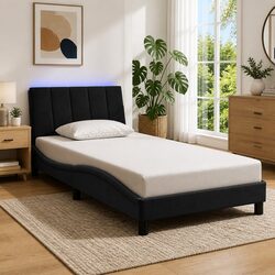 Black Velvet Bed Frame with LED Lights