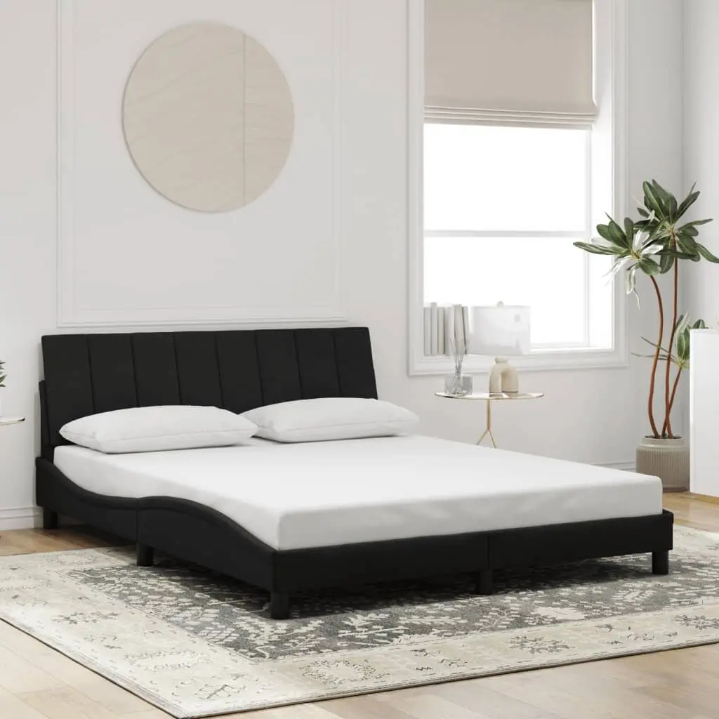 Queen Bed Frame Black Velvet 152x203 cm LED Lights