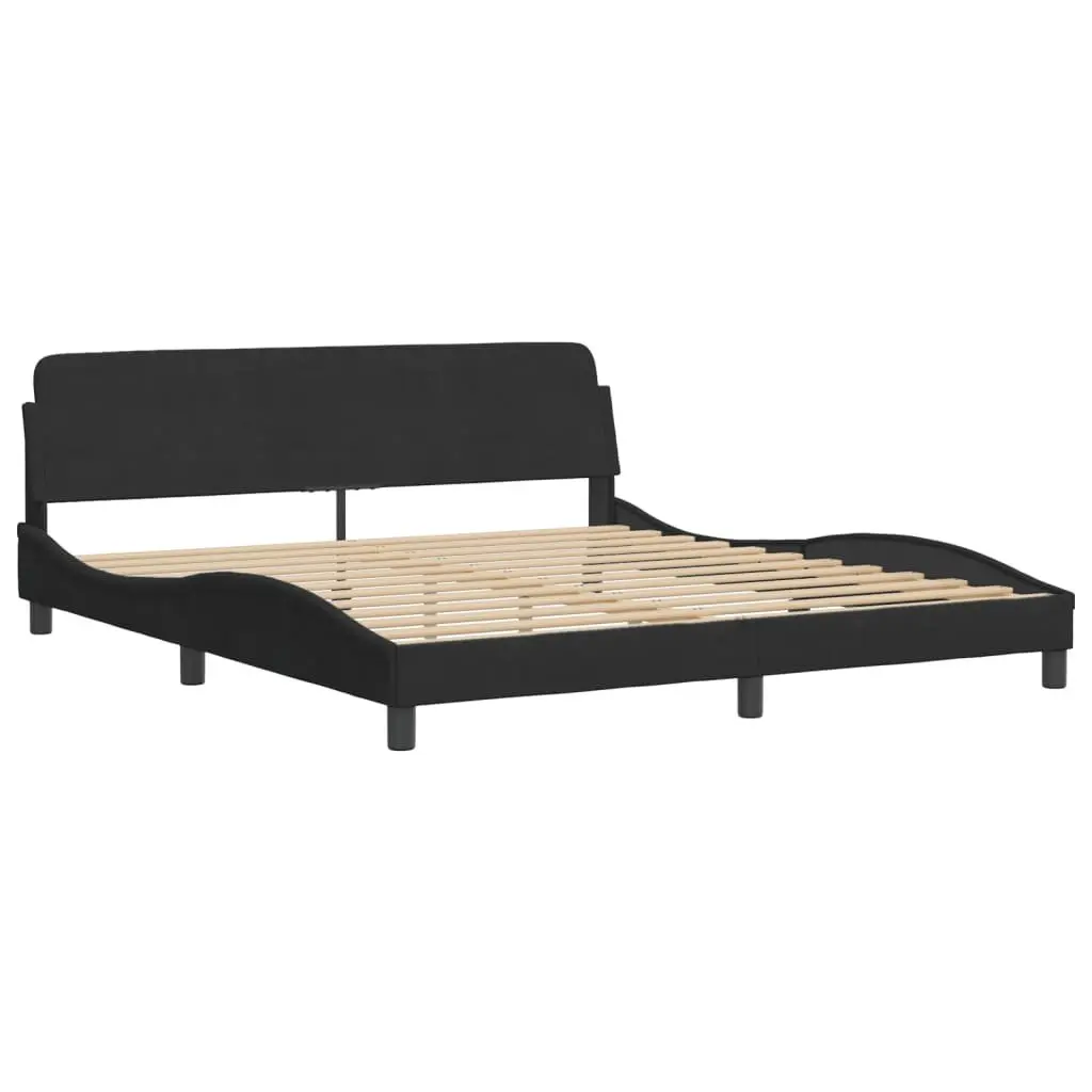 Bed Frame Black Velvet 180x200 cm LED Lights Headboard Pillow Slatted Base