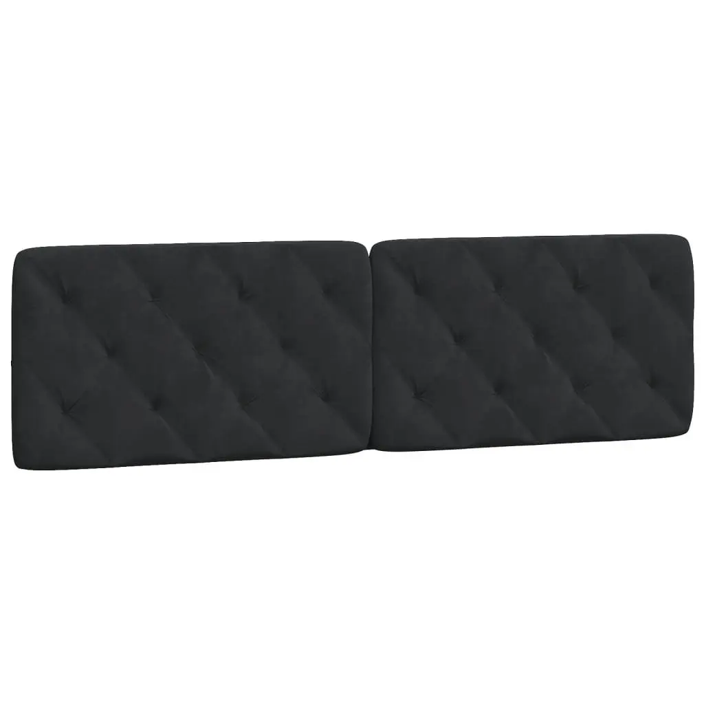 Bed Frame Black Velvet 180x200 cm LED Lights Headboard Pillow Slatted Base