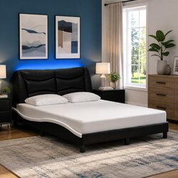 Concise LED Bed Frame Black White for Modern Living