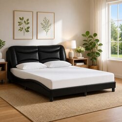 Compact Bed Frame with LED Lights, 152x203 cm Dimensions