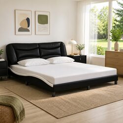 Sleek LED Bed Frame in Faux Leather 180x200 cm