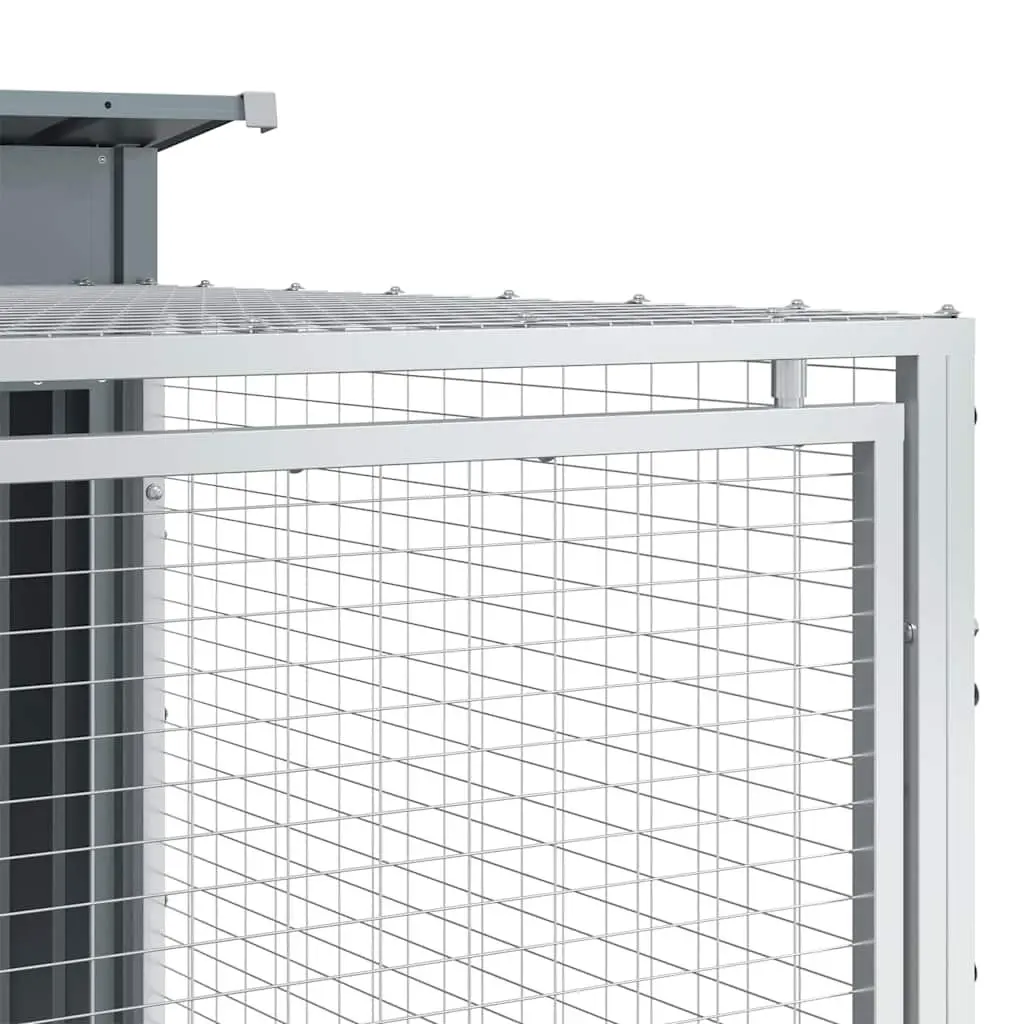 Dog House with Run Anthracite Galvanised Steel Outdoor Kennel Shelter Cage