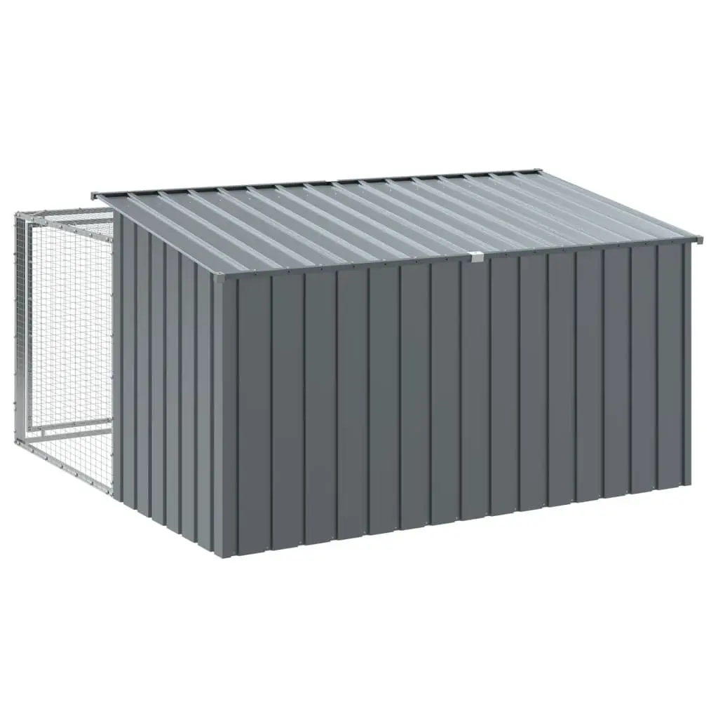 Outdoor Dog Kennel Anthracite Galvanised Steel with Run 197x194x110cm Durable Shelter for Pets