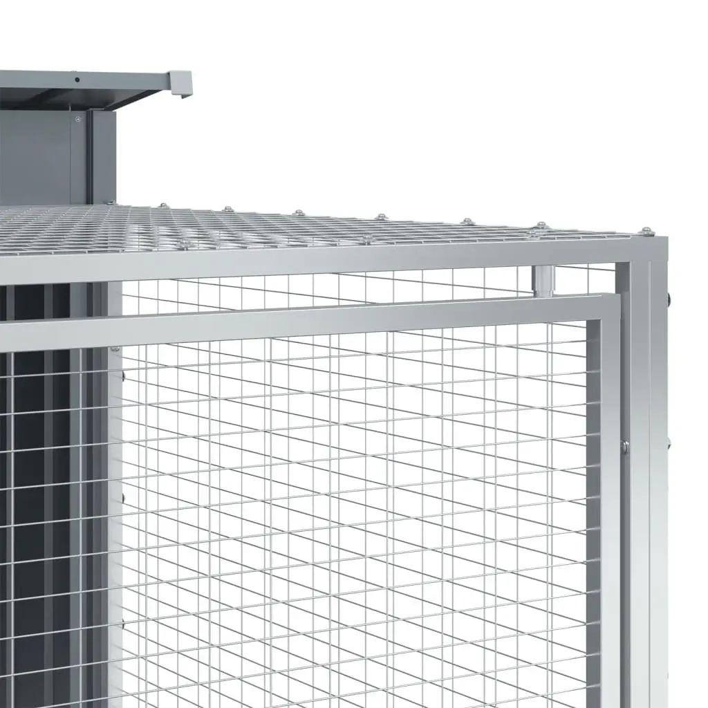 Outdoor Dog Kennel Anthracite Galvanised Steel with Run 197x194x110cm Durable Shelter for Pets