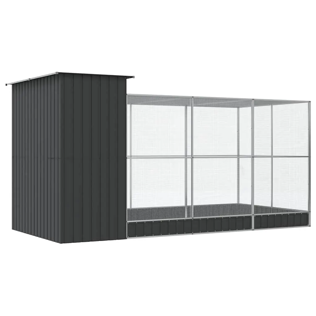 Aviary Silver 416x203x216 cm Steel Mesh Bird Cage Outdoor with Extension