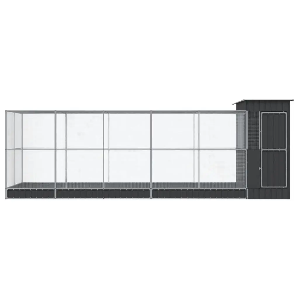Large Steel Aviary Silver 623x203x216cm Outdoor Play Area for Birds and Small Animals