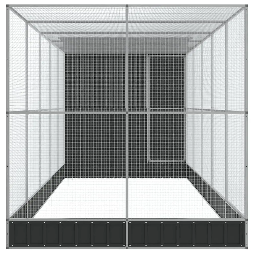 Large Steel Aviary Silver 623x203x216cm Outdoor Play Area for Birds and Small Animals