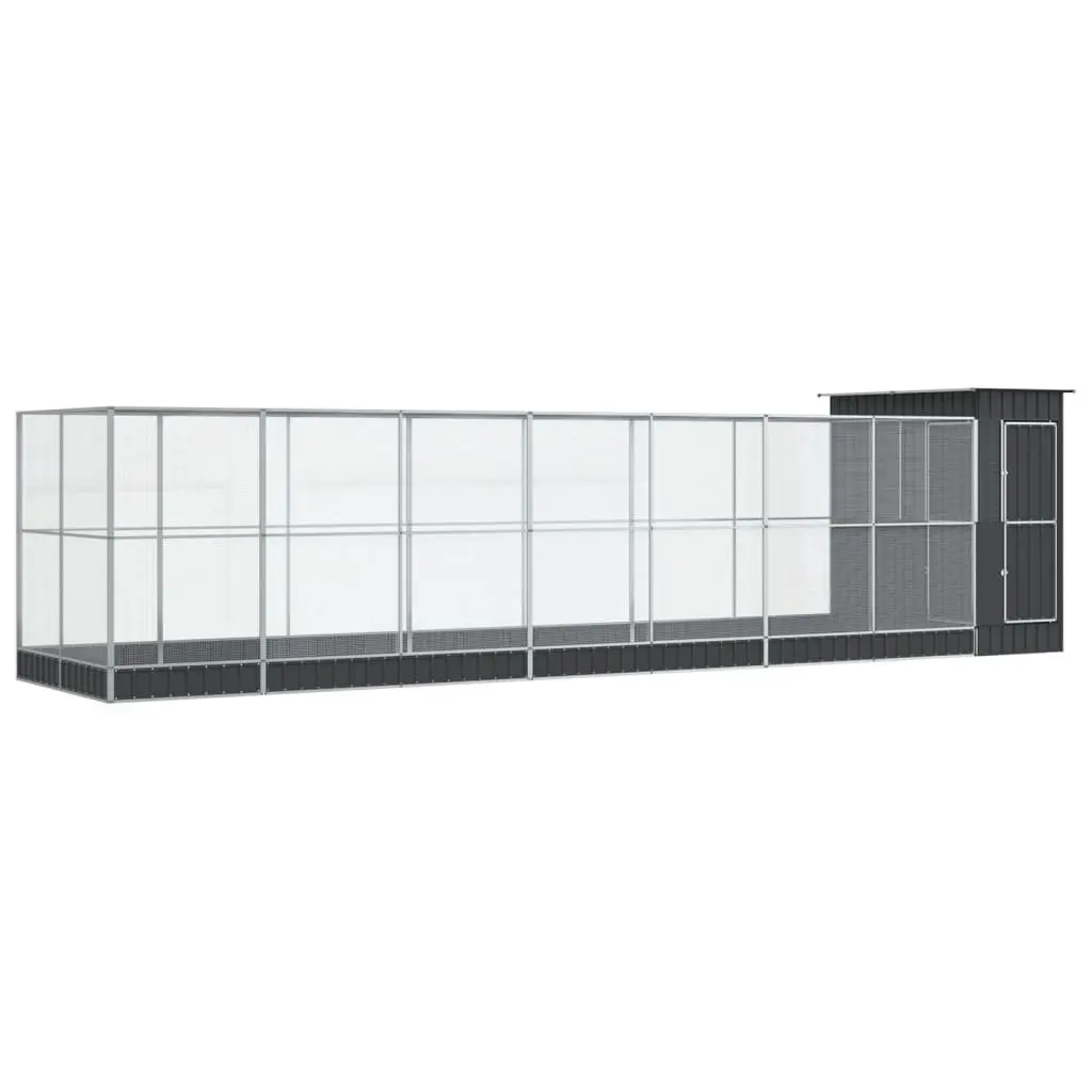 Large Bird Aviary Silver 830 x 203 x 216 cm Galvanised Steel Mesh Cage Flight Enclosure