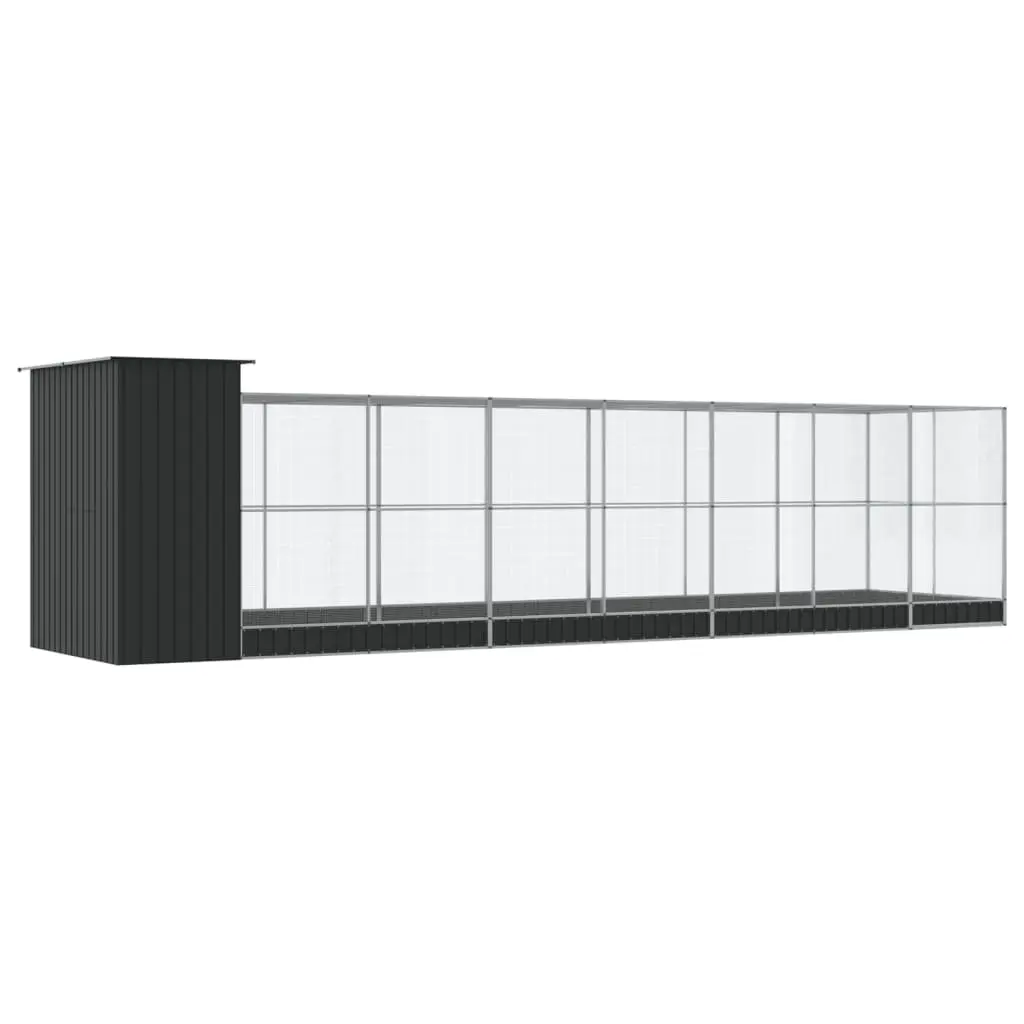 Large Bird Aviary Silver 830 x 203 x 216 cm Galvanised Steel Mesh Cage Flight Enclosure