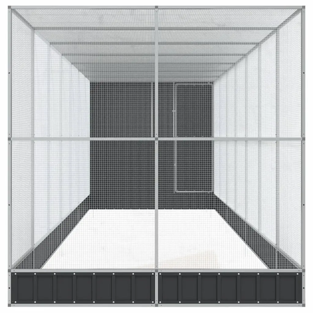 Large Bird Aviary Silver 830 x 203 x 216 cm Galvanised Steel Mesh Cage Flight Enclosure