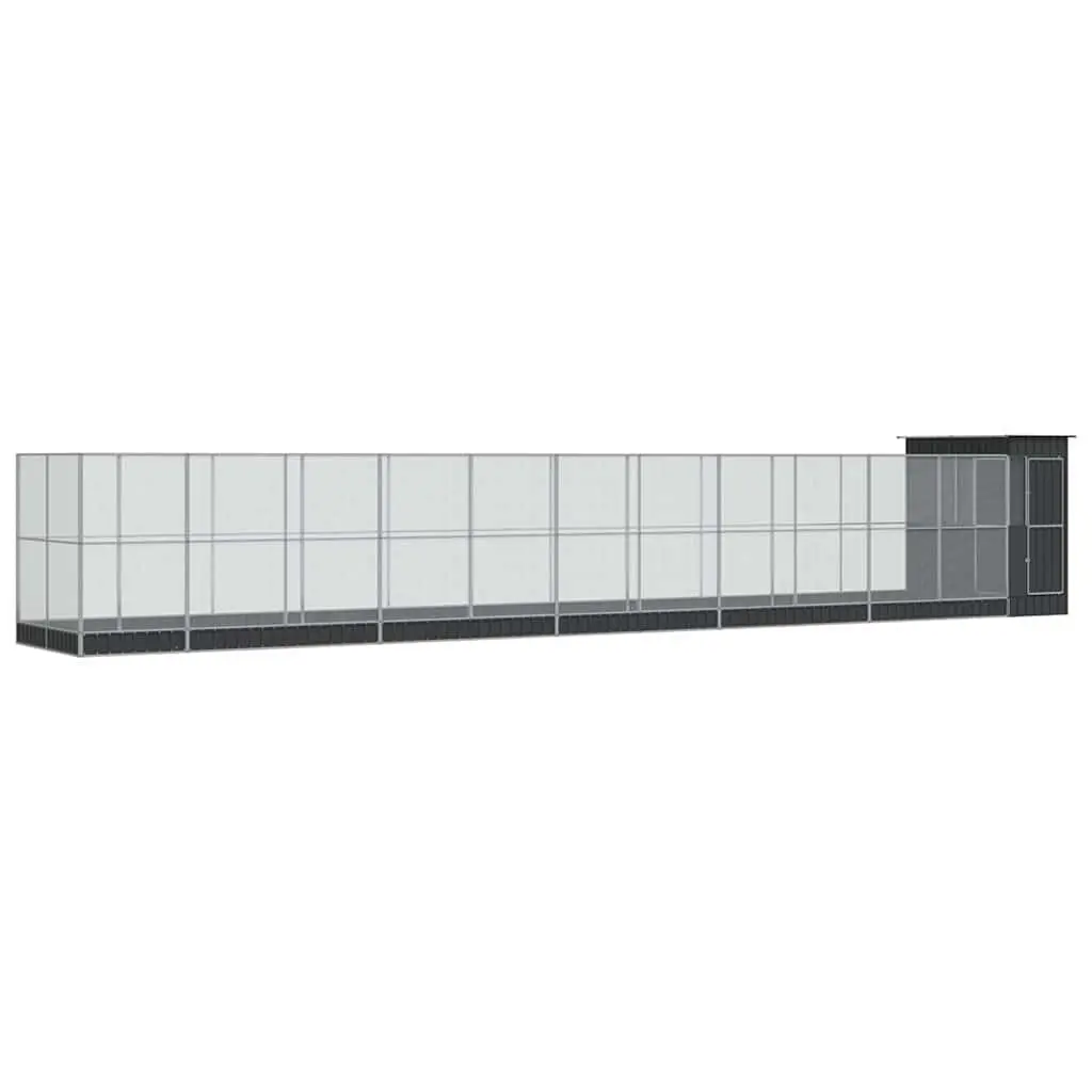 Large Aviary Silver Galvanised Steel Frame Outdoor Cage with Extension