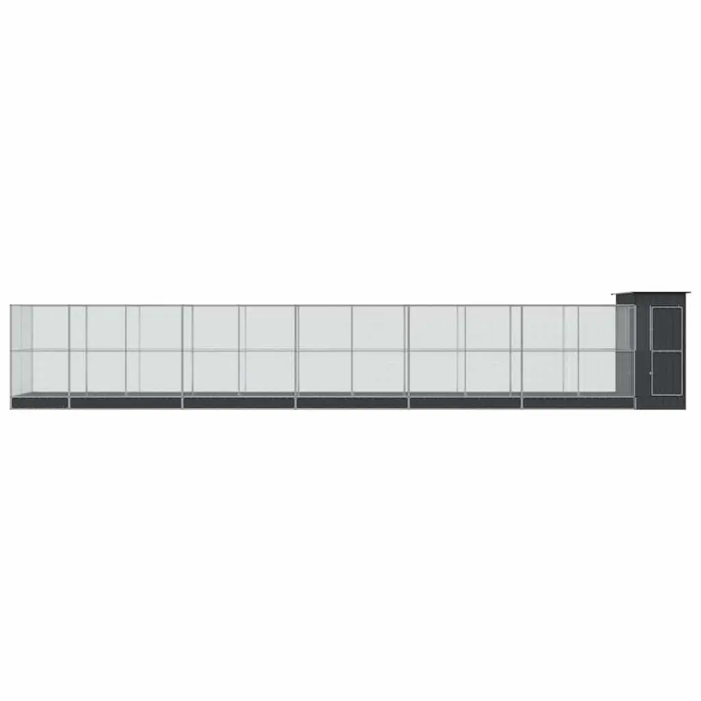 Large Aviary Silver Galvanised Steel Frame Outdoor Cage with Extension