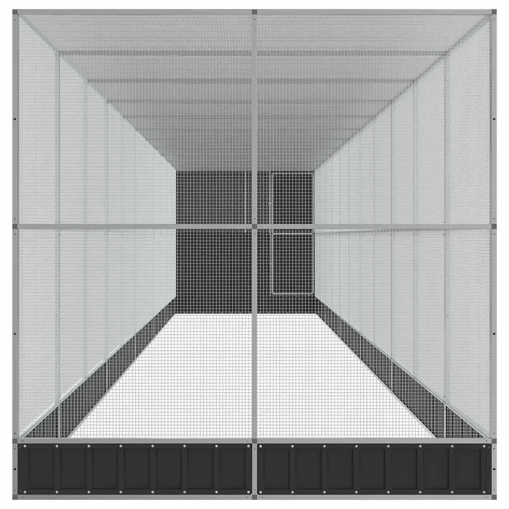 Large Aviary Silver Galvanised Steel Frame Outdoor Cage with Extension