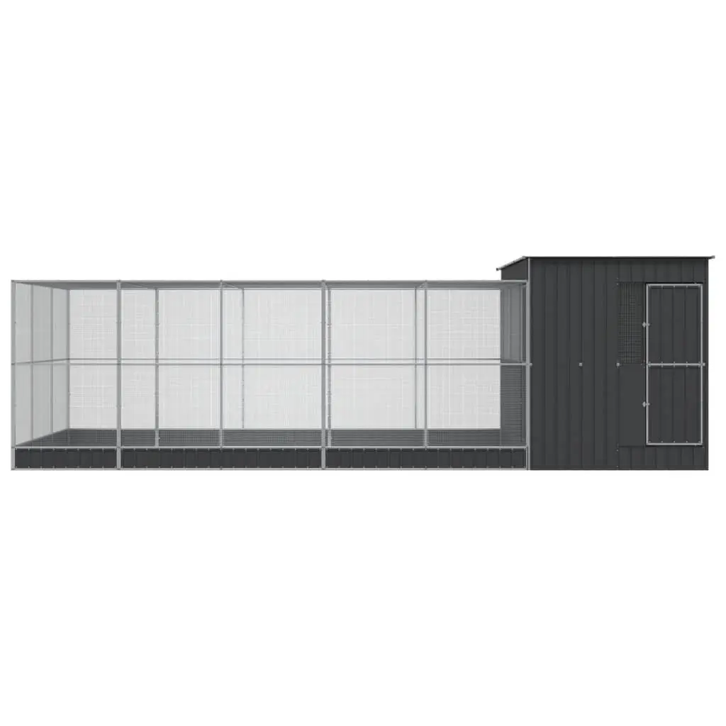 Large Bird Aviary Silver 704 x 303 x 216 cm Sturdy Galvanised Steel Mesh Cage for Outdoor Indoor Use