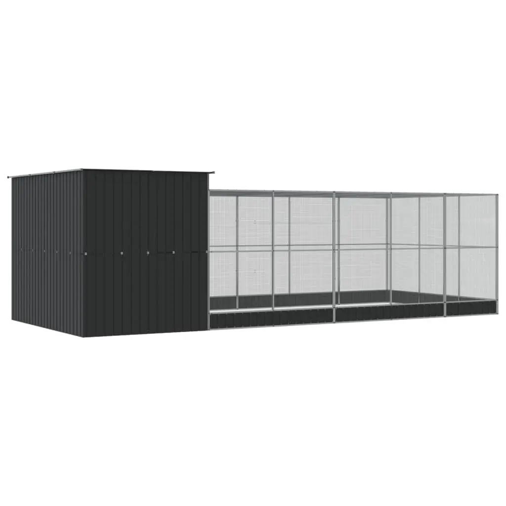 Large Bird Aviary Silver 704 x 303 x 216 cm Sturdy Galvanised Steel Mesh Cage for Outdoor Indoor Use