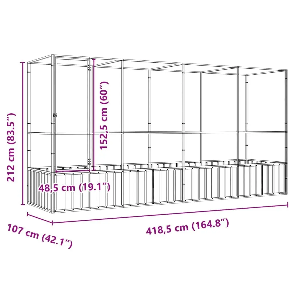 Bird Aviary Silver Large Galvanised Steel Mesh Cage with Extension
