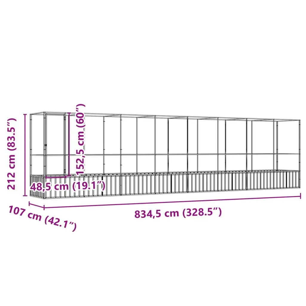 Large Bird Aviary Silver Steel Mesh Outdoor Enclosure with Extension