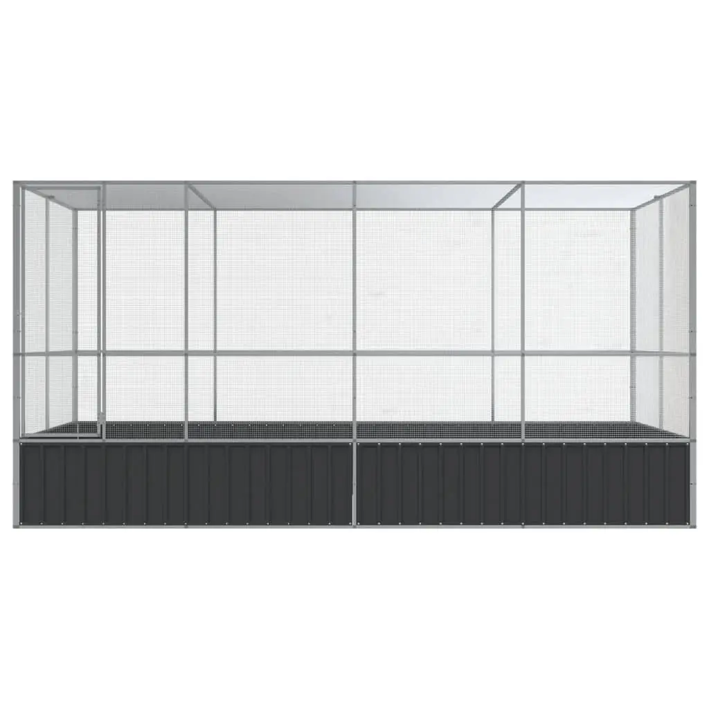 Large Bird Aviary Silver Steel Mesh Cage Outdoor Flight Enclosure with Extension
