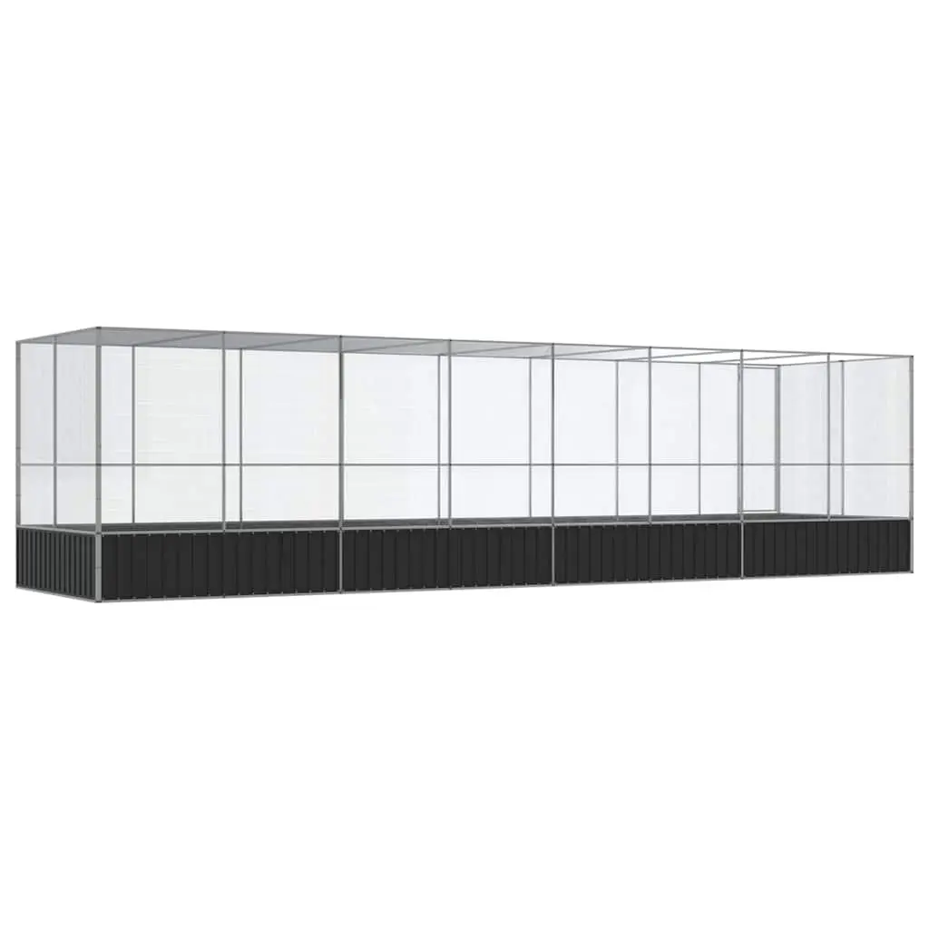 Large Aviary Silver 832x207x212cm Steel Outdoor Bird Cage with Extension