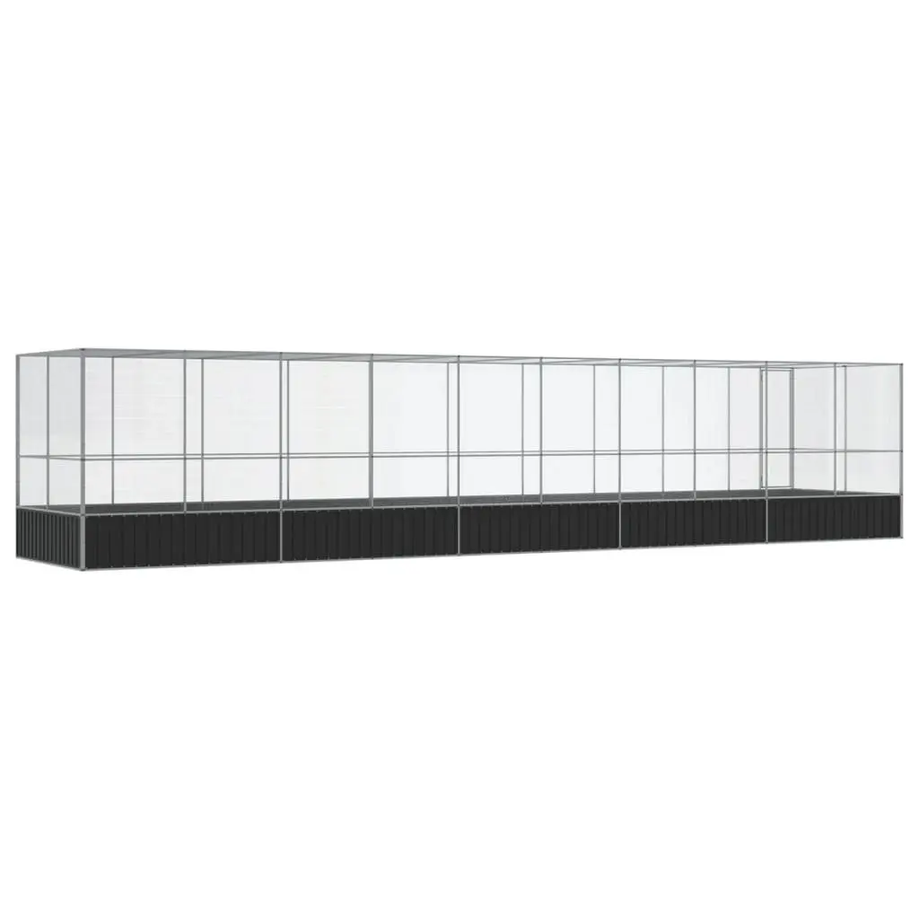 Large Bird Aviary Silver with Extension Galvanised Steel Mesh Cage Outdoor Flight Run