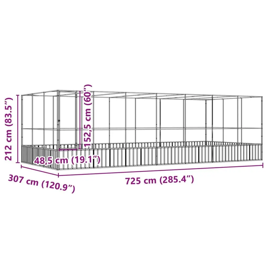 Bird Aviary Silver Large Outdoor Galvanised Steel Mesh Cage with Extension