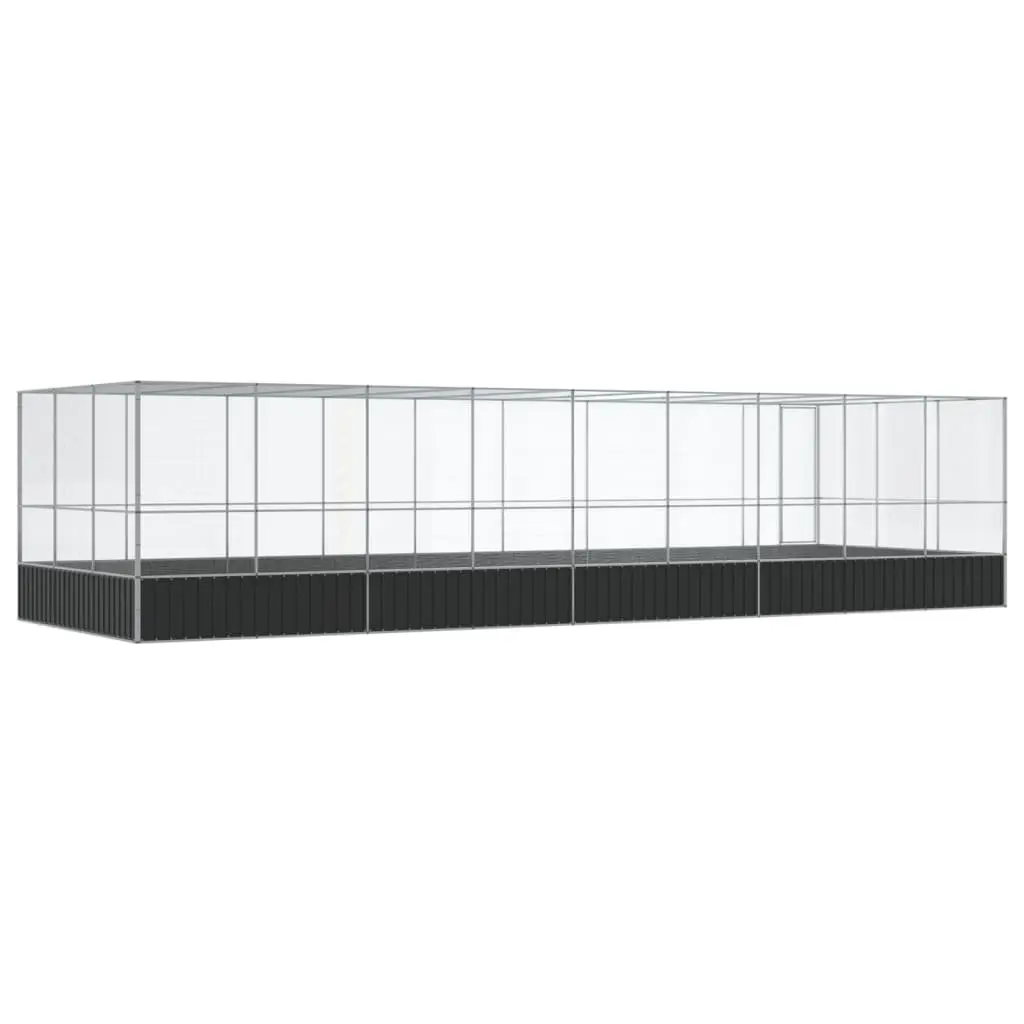Large Aviary Silver Steel Mesh Outdoor Enclosure with Extension